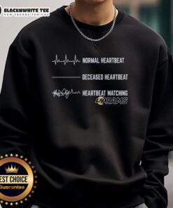 Official Normal Heartbeat Deceased Heartbeat Los Angeles Rams Sweatshirt showcasing fan spirit and team pride.