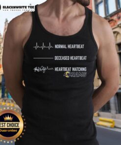 Official Normal Heartbeat vs Deceased Heartbeat Los Angeles Rams Tank Top design featuring football graphics and vibrant colors.