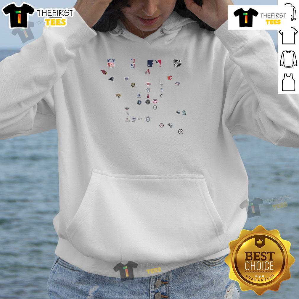 Official North American Sports Team Logos Nfl Nba Mlb Nhl Hoodie Official North American sports team logos hoodie featuring NFL, NBA, MLB, and NHL designs for fans and sports enthusiasts.
