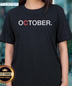 Alt Text: Official October Baseball Chicago Cubs Ladies Tee featuring team logo and stylish design for female fans.
