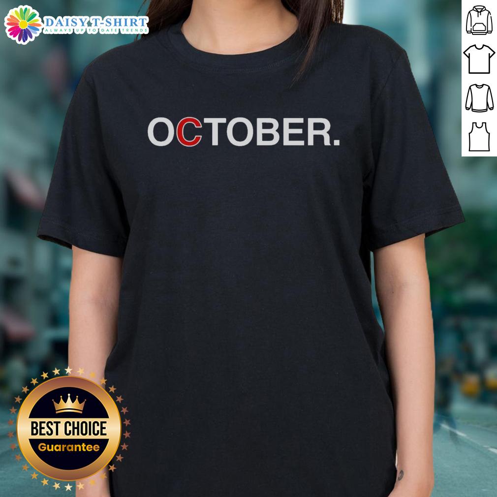 Official October Baseball Chicago Cubs Ladies Tee Alt Text: Official October Baseball Chicago Cubs Ladies Tee featuring team logo and stylish design for female fans.