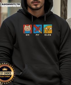 Official Oh My Glob Adventure Time Hoodie featuring vibrant colors and iconic characters from the beloved animated series.