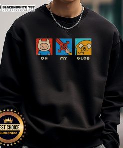 Official Oh My Glob Adventure Time Sweatshirt featuring colorful graphics of Finn and Jake for fans of the series.