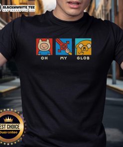 Official Oh My Glob Adventure Time T-Shirt featuring vibrant graphics of Finn and Jake, perfect for fans of the series.