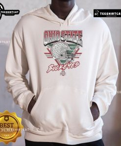 Alt Text: Vintage Ohio State Buckeyes Triangle Hoodie in scarlet and gray, showcasing the iconic logo and stylish design.