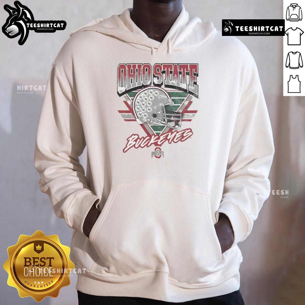 Official Ohio State Buckeyes Triangle Vintage Hoodie Alt Text: Vintage Ohio State Buckeyes Triangle Hoodie in scarlet and gray, showcasing the iconic logo and stylish design.