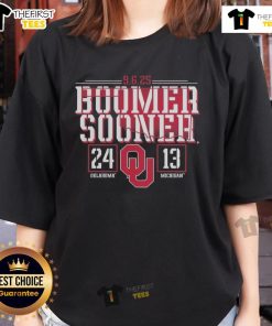 Alt Text: Official Oklahoma Sooners beat Michigan Wolverines 2025 score on a stylish ladies tee shirt design.
