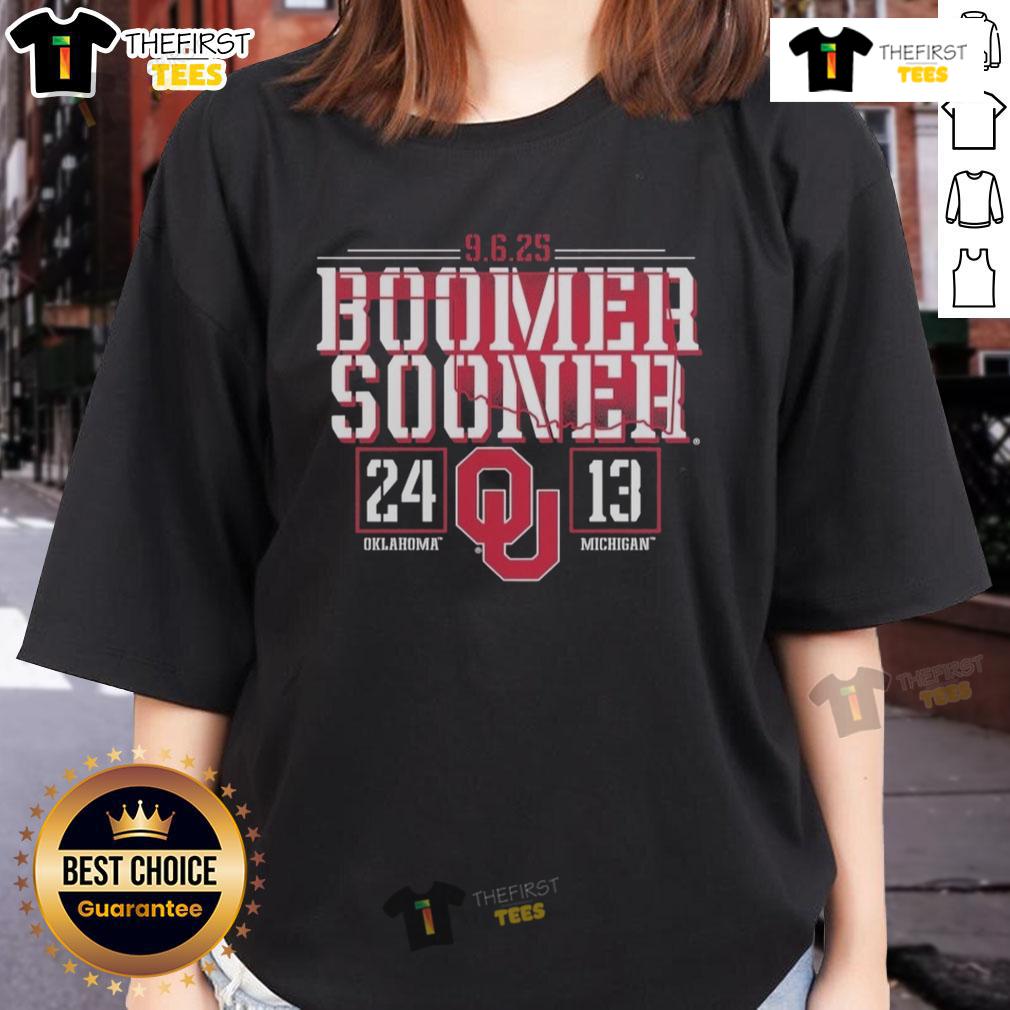 Official Oklahoma Sooners Beat Michigan Wolverines 2025 Score Ladies Tee Alt Text: Official Oklahoma Sooners beat Michigan Wolverines 2025 score on a stylish ladies tee shirt design.