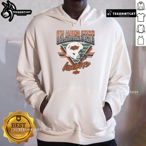 Official Oklahoma State Cowboys triangle vintage hoodie in orange and black, showcasing team pride and retro style.