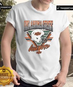Official Oklahoma State Cowboys Triangle Vintage T-Shirt featuring classic logo and retro design in orange and black.