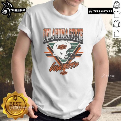 Official Oklahoma State Cowboys Triangle Vintage T-Shirt featuring classic logo and retro design in orange and black.