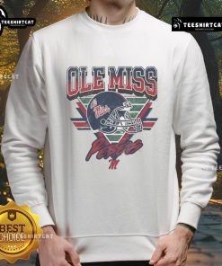 Alt Text: Vintage Ole Miss Rebels triangle sweatshirt featuring classic logo design, perfect for fans and casual wear.