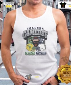 Official Oregon Ducks vs Penn State Nittany Lions 2025 College GameDay helmet tank top showcasing team pride.
