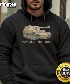 Official Panzerjager Tiger Elefant Tank WW2 military history hoodie featuring a detailed tank graphic design.