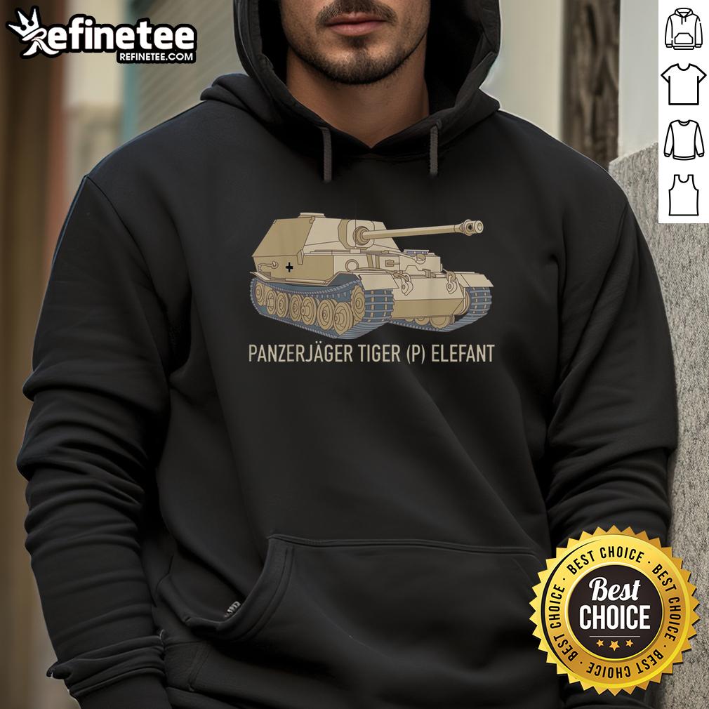 Official Panzerjäger Tiger Elefant Tank Ww2 Military History Hoodie Official Panzerjager Tiger Elefant Tank WW2 military history hoodie featuring a detailed tank graphic design.