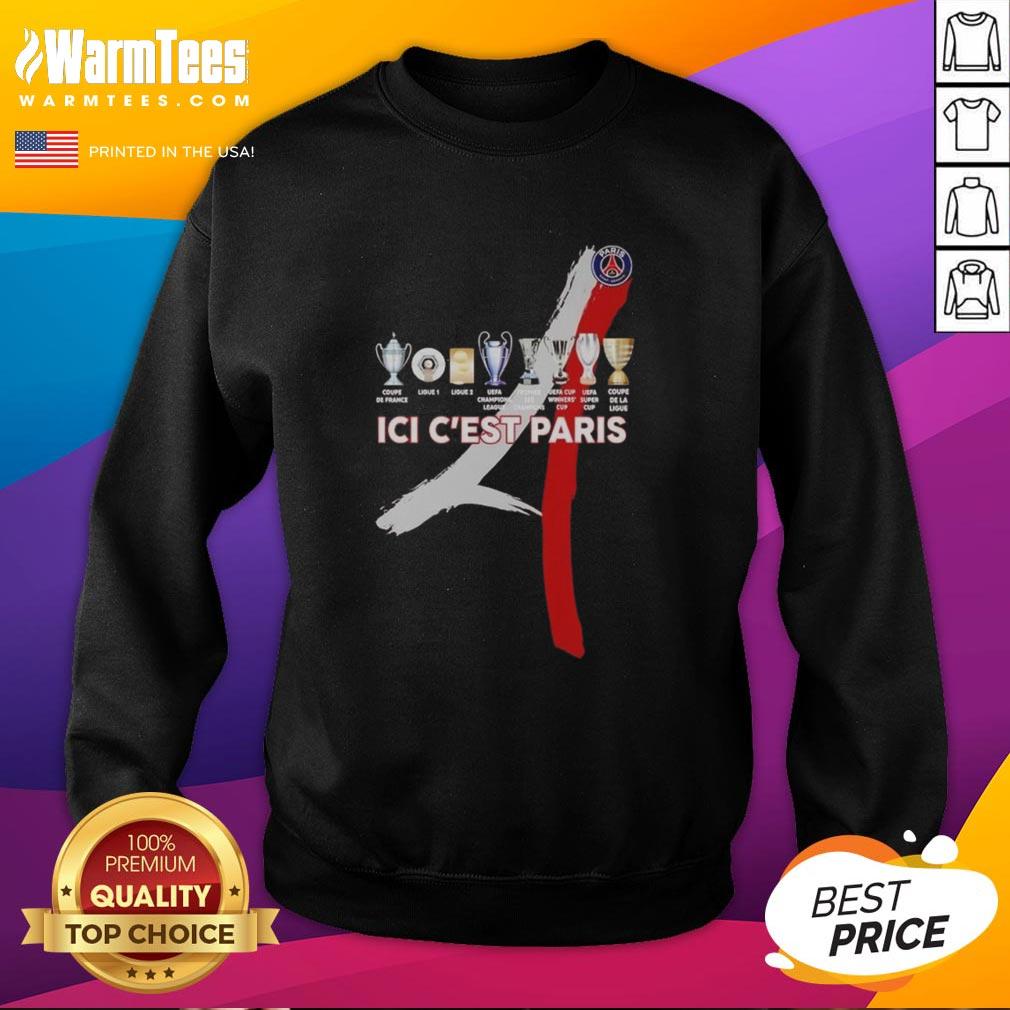 Official Paris Saint Germain Football Ici C'Est Paris Trophy Sweatshirt Alt Text: Official Paris Saint Germain Football ICI C'est Paris trophy sweatshirt featuring team logo and stylish design.