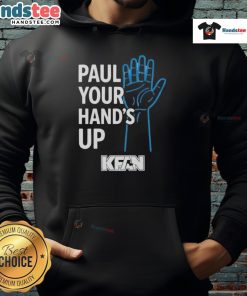 Alt Text: Official Paul Your Hands Up Kfan Hoodie featuring a stylish design and vibrant colors for fans and supporters.