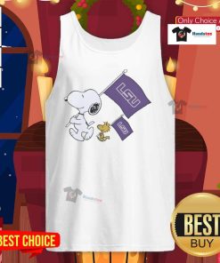 Alt Text: Official Peanuts Snoopy LSU Tigers NCAA college football tank top featuring vibrant graphics and a comfortable fit.