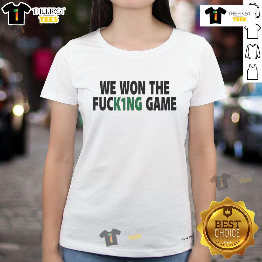Official Philadelphia Eagles We Won The Fucking Game Ladies Tee Alt Text: Official Philadelphia Eagles We Won The F*cking Game Ladies Tee showcasing team pride and victory spirit.