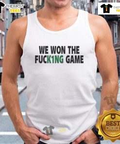 Official Philadelphia Eagles 'We Won The F*ing Game' tank top featuring bold design and team colors for fans.