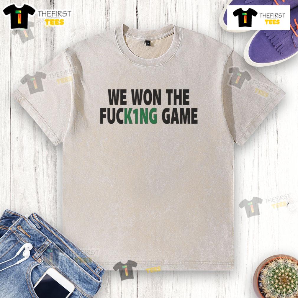 Official Philadelphia Eagles We Won The Fucking Game Washed T Shirt Alt Text: Official Philadelphia Eagles We Won The F*cking Game washed t-shirt, celebrating the team's victory in style.
