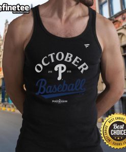 Official Philadelphia Phillies October Baseball 2025 MLB tank top showcasing team logo and vibrant colors.