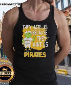 Official Pittsburgh Pirates Grinch Christmas tank top with 'They Hate Us Ain't Us' design for festive baseball fans.