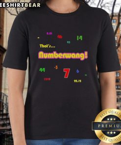 Official Powerball numbers printed on a stylish Numberwang ladies tee, perfect for lottery fans and casual wear.
