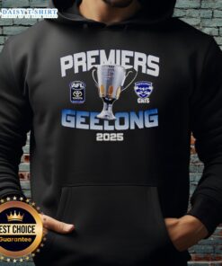 Geelong 2025 Champions hoodie featuring the official logo, perfect for fans celebrating the Premier's victory.