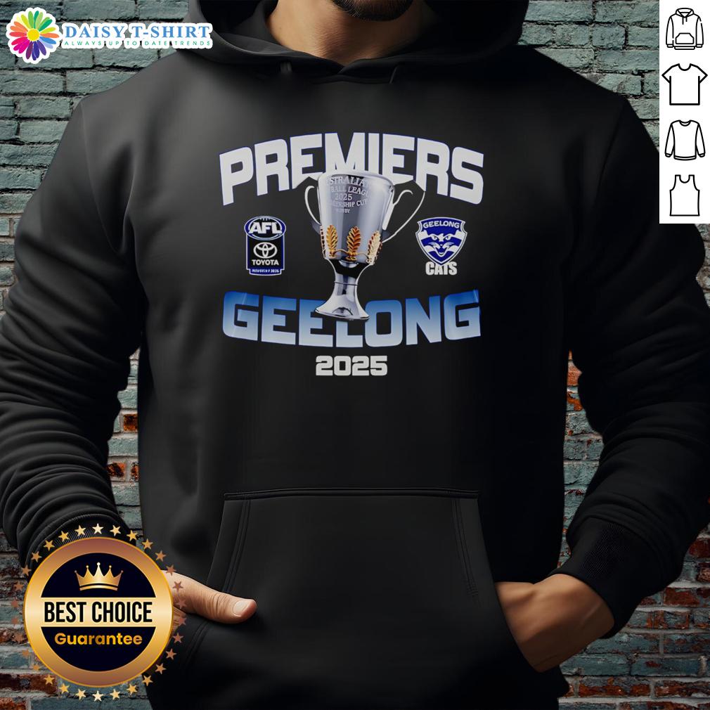 Official Premiers Geelong 2025 Champions Hoodie Geelong 2025 Champions hoodie featuring the official logo, perfect for fans celebrating the Premier's victory.