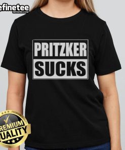 Official Pritzker Sucks Ladies Tee featuring bold text design, perfect for expressing your opinions in style.