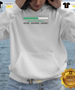 Official Progress In Progress Retry Improve Repeat Hoodie in black, showcasing motivational design for casual wear.