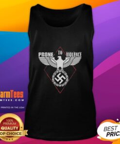 Official Prone to Violence Nazi tank top featuring bold graphics, perfect for statement streetwear and edgy fashion.
