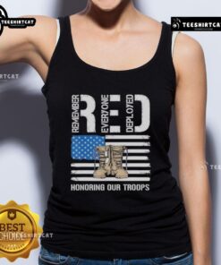 Alt Text: Official RED Honoring Our Troops tank top featuring patriotic design, perfect for celebrating and supporting veterans.