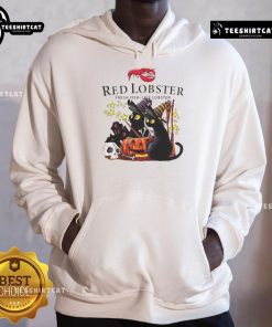 Official Red Lobster black cat witch pumpkin haunted house Halloween hoodie featuring a spooky festive design.