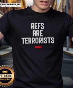 Official Refs Are Terrorist SGPN Sports Gambling Podcast T-Shirt featuring bold graphics and a unique design for fans.