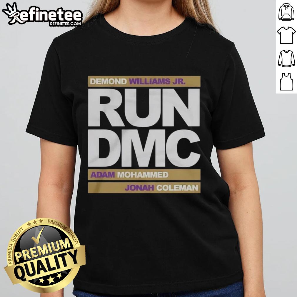Official Run DMC Football Demond Williams Jr. Adam Mohammed and Johnah Coleman Ladies-Tee Run DMC football tee featuring Demond Williams Jr., Adam Mohammed, and Johnah Coleman, perfect for fans and fashion.