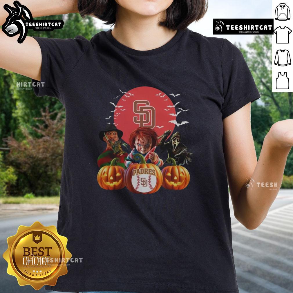Official San Diego Padres Mlb Horror Movie Halloween Ladies Tee