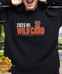 Official San Francisco Giants 2025 MLB Playoffs National League Wild Card sweatshirt in team colors.