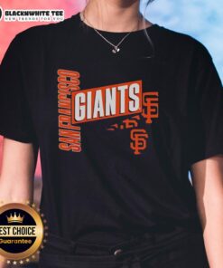 Official San Francisco Giants text design ladies tee featuring team colors and logo for stylish fans.