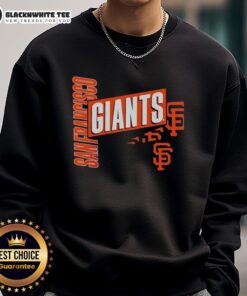 Official San Francisco Giants text design sweatshirt featuring bold team logo and stylish sportswear design.