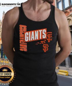 Official San Francisco Giants text design tank top featuring bold team logo and vibrant colors for fans.