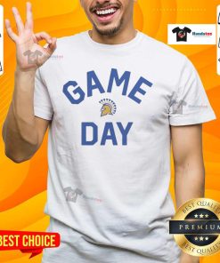 Alt Text: Official San Jos State Spartans Game Day logo on a college t-shirt, perfect for fans and game day attire.