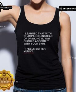 Shota Imanaga wearing a tank top with the phrase about champagne skincare, promoting a unique beauty trend.