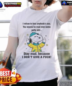 Official Snoopy And Friends Stay Mad T-Shirt featuring a playful design and bold text, perfect for fans of the Peanuts gang.