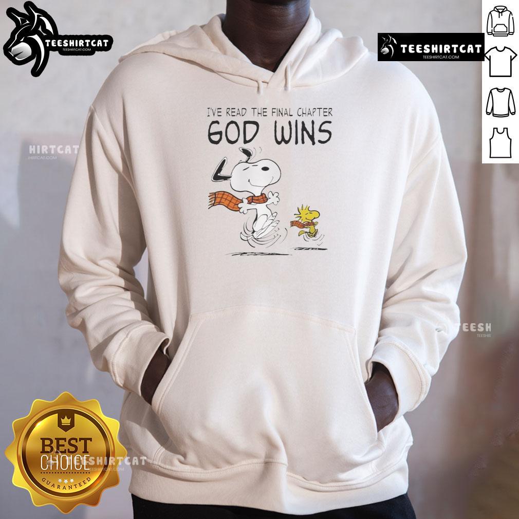 Official Snoopy And Woodstock I’Ve Read The Final Chapter God Wins Hoodie Official Snoopy and Woodstock hoodie with 'I've Read The Final Chapter, God Wins' design for Peanuts fans.