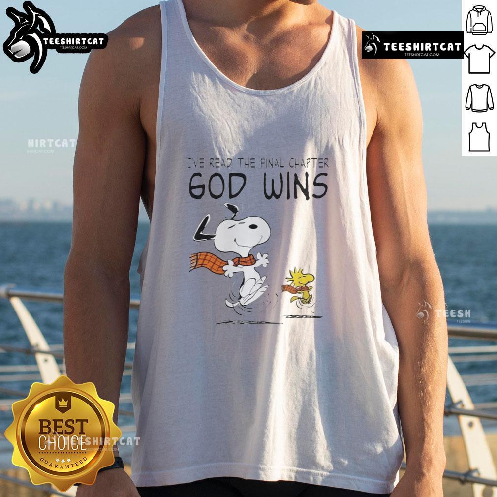 Official Snoopy And Woodstock I’Ve Read The Final Chapter God Wins Tank Top Official Snoopy and Woodstock tank top featuring 'I've Read the Final Chapter, God Wins' design for fans.