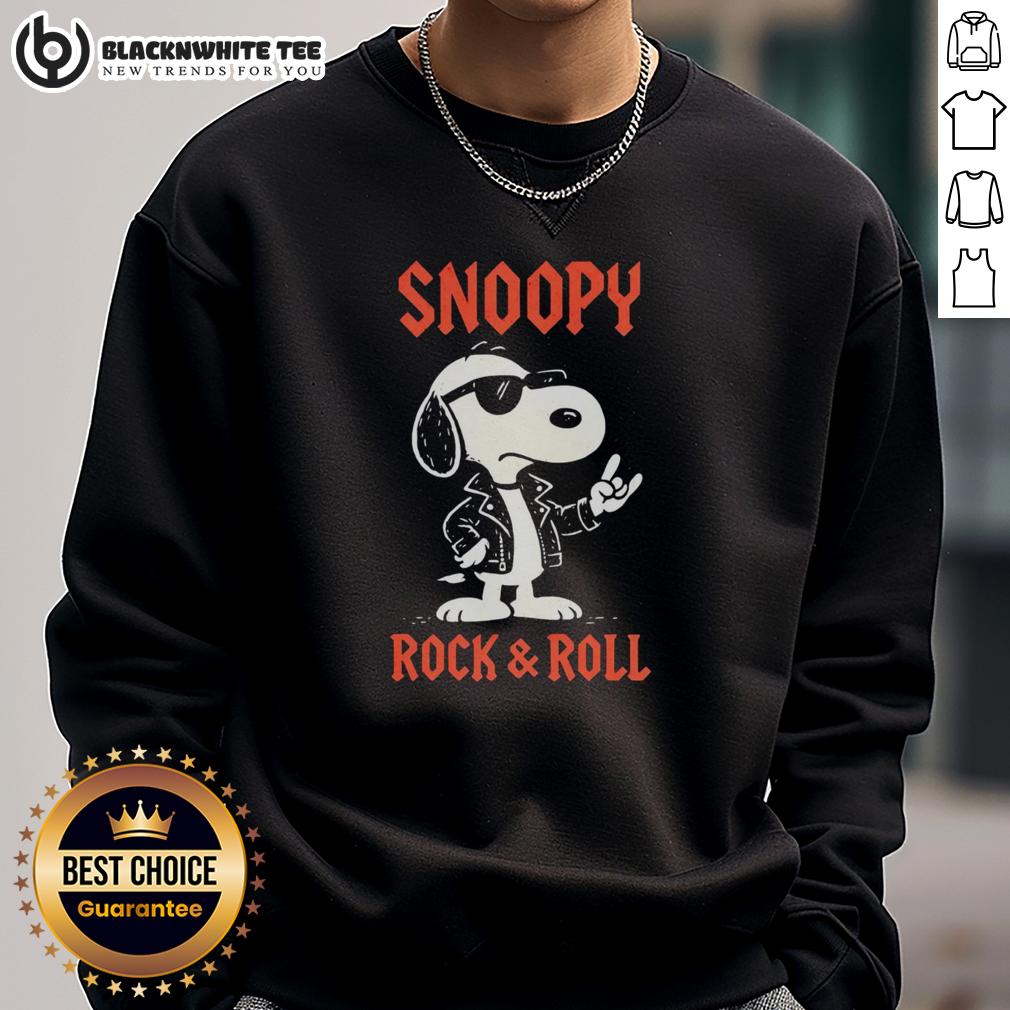 Official Snoopy Rock And Roll Sweatshirt Official Snoopy Rock and Roll Sweatshirt featuring a vibrant graphic of Snoopy playing guitar in a fun design.
