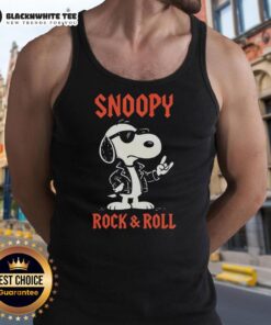 Official Snoopy Rock and Roll Tank Top featuring colorful Snoopy graphic, perfect for fans of Peanuts and music lovers.