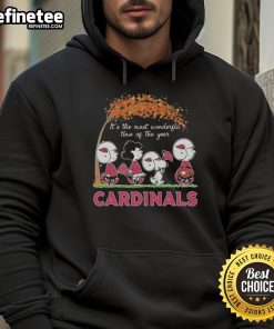 Alt Text: Official Snoopy The Peanuts Arizona Cardinals hoodie celebrating the holiday spirit with festive design.